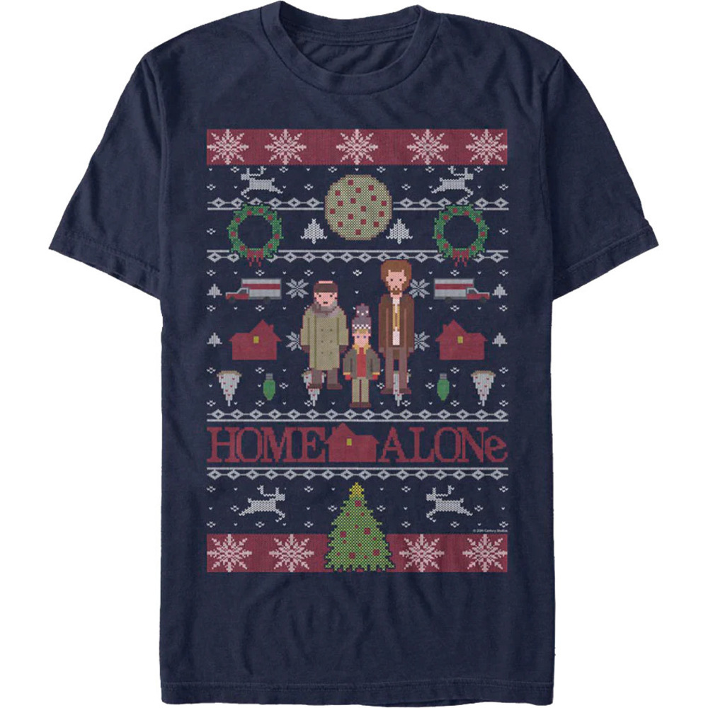 Faux Ugly Christmas Sweater Home Alone Tshirt - Picture 1 of 4